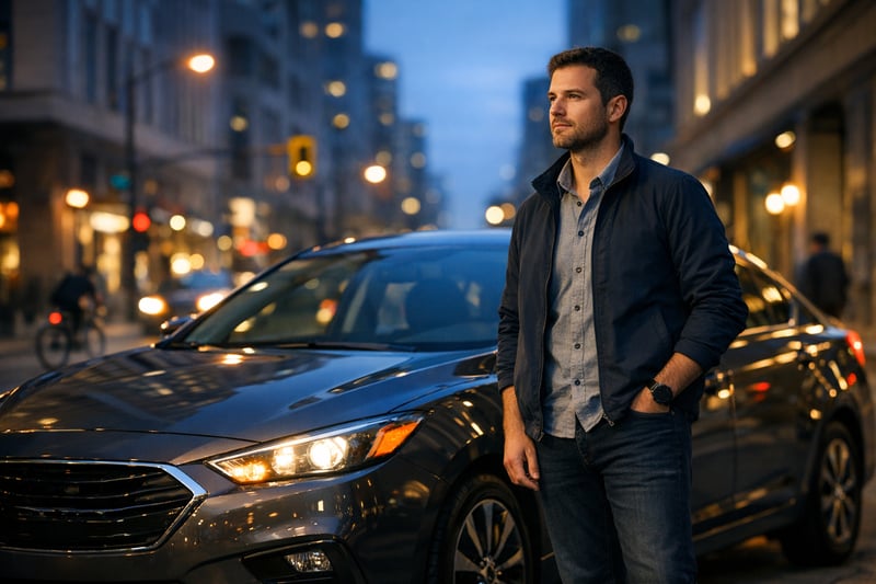 Rideshare Driver Outside Vehicle