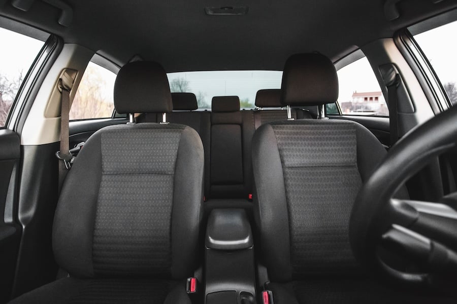 Inside of a car with black seats